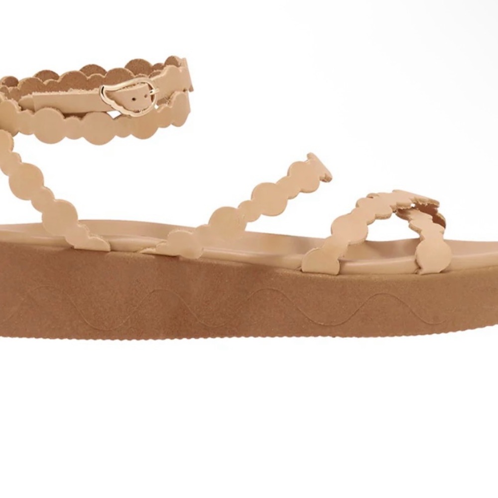 Ancient Greek Sandals Tan Scalloped Platform Sandals - Picture 7 of 8